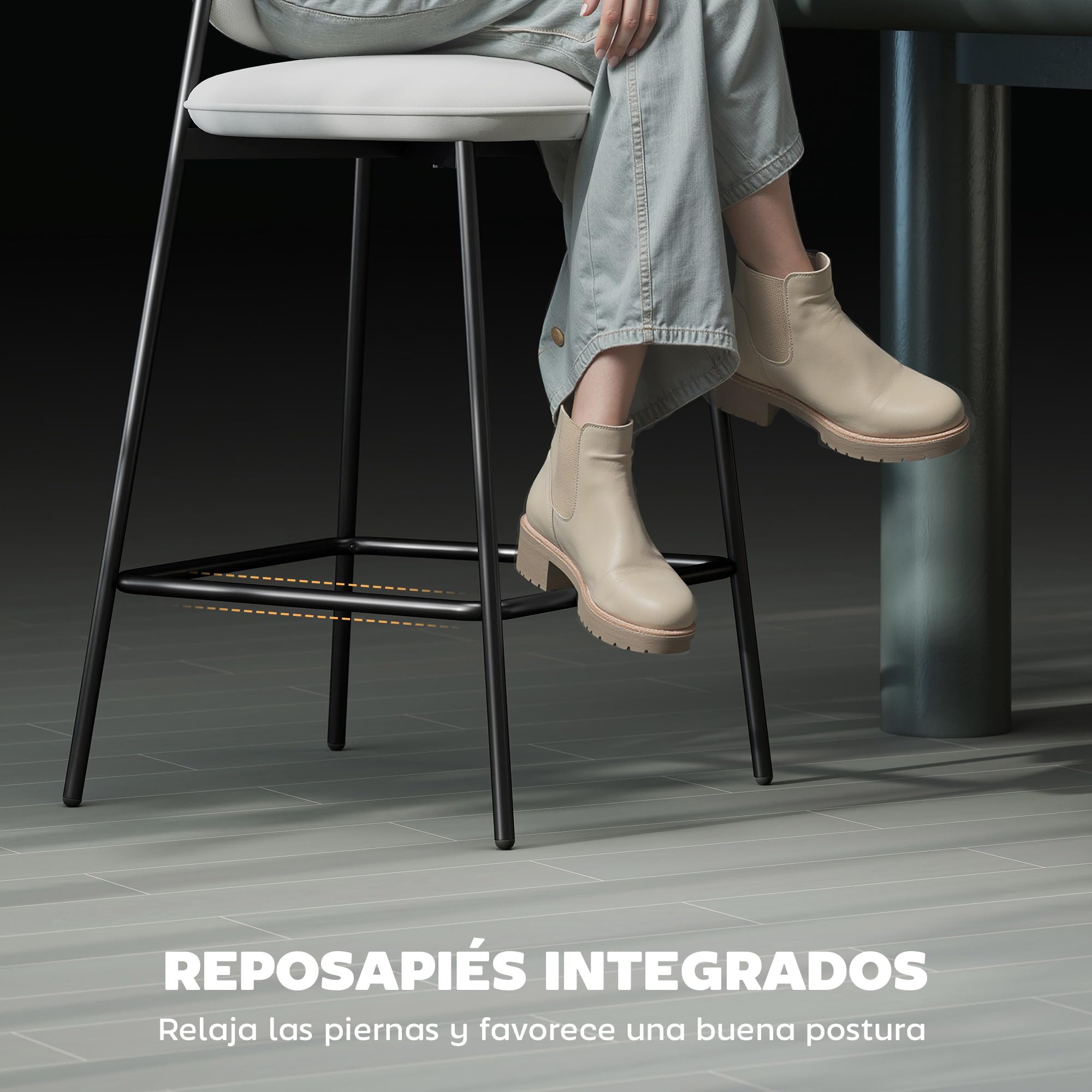 HOMCOM Juego de 2 Taburetes de Bar con Respaldo y Reposapiés Gris Claro | Taburetes Altos de Cocina, Tapizado en Terciopelo, Marco de Acero, para Comedor Mostrador