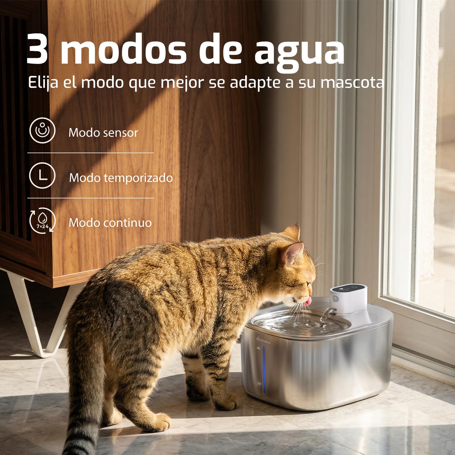 Fuente para mininos Acero Inoxidable, Bebedero mininos, 4L Fuente Agua mininos con Sensor Automático, Bebedero mininos Ultra Silenciosa con Batería de 4000 mAh, FS10pro (Blanco, 1 Filter)