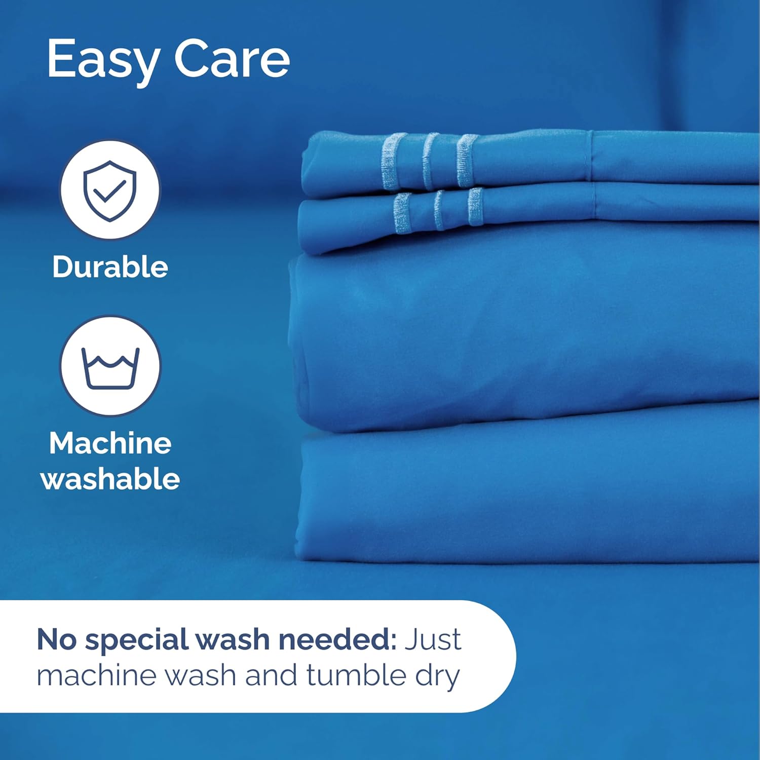 4pc Royal Blue Sheet Set with Duvet (Queen Size) Bundle - Bed Set Includes Fitted Sheet, Flat Sheet, Duvet Cover & Pillow Cases/Shams - Hotel Luxury Bedding - Easy-Fit - Breathable & Cooling Duvet Set