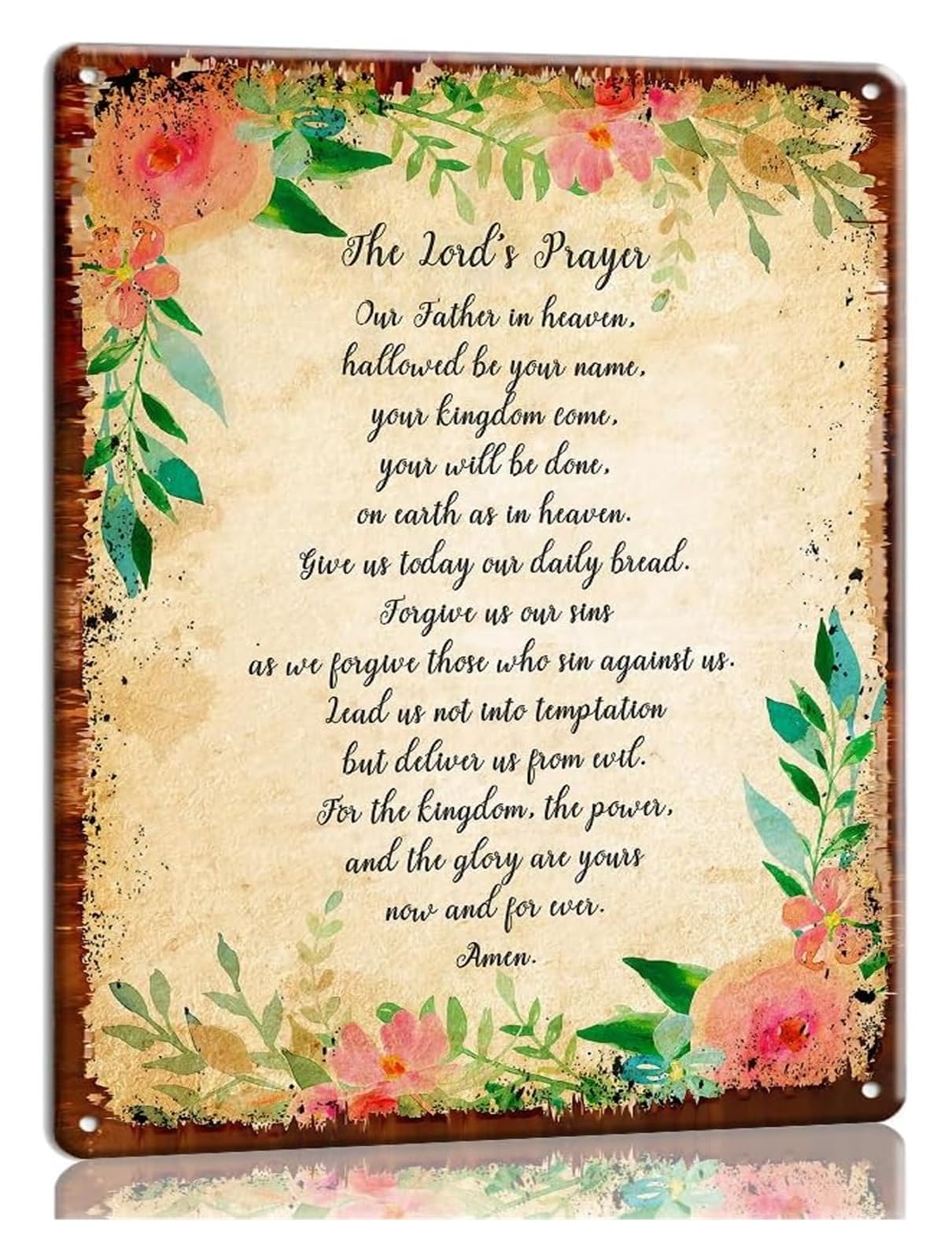UYCUODLUY The Lord's Prayer Poster Metal Signs Religious Wall-Art Christian Home Decor for Nursery Scripture Poster for Pictures Paintings Living Room