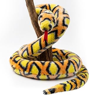 78 Inch Giant Diamondback Snake Stuffed Animal Large Realistic Boa Constrictor Plush Toy Long Soft Yellow Desert Reptile Plushie Big Coiled Snake Nature Educational Gift for Kids Boys