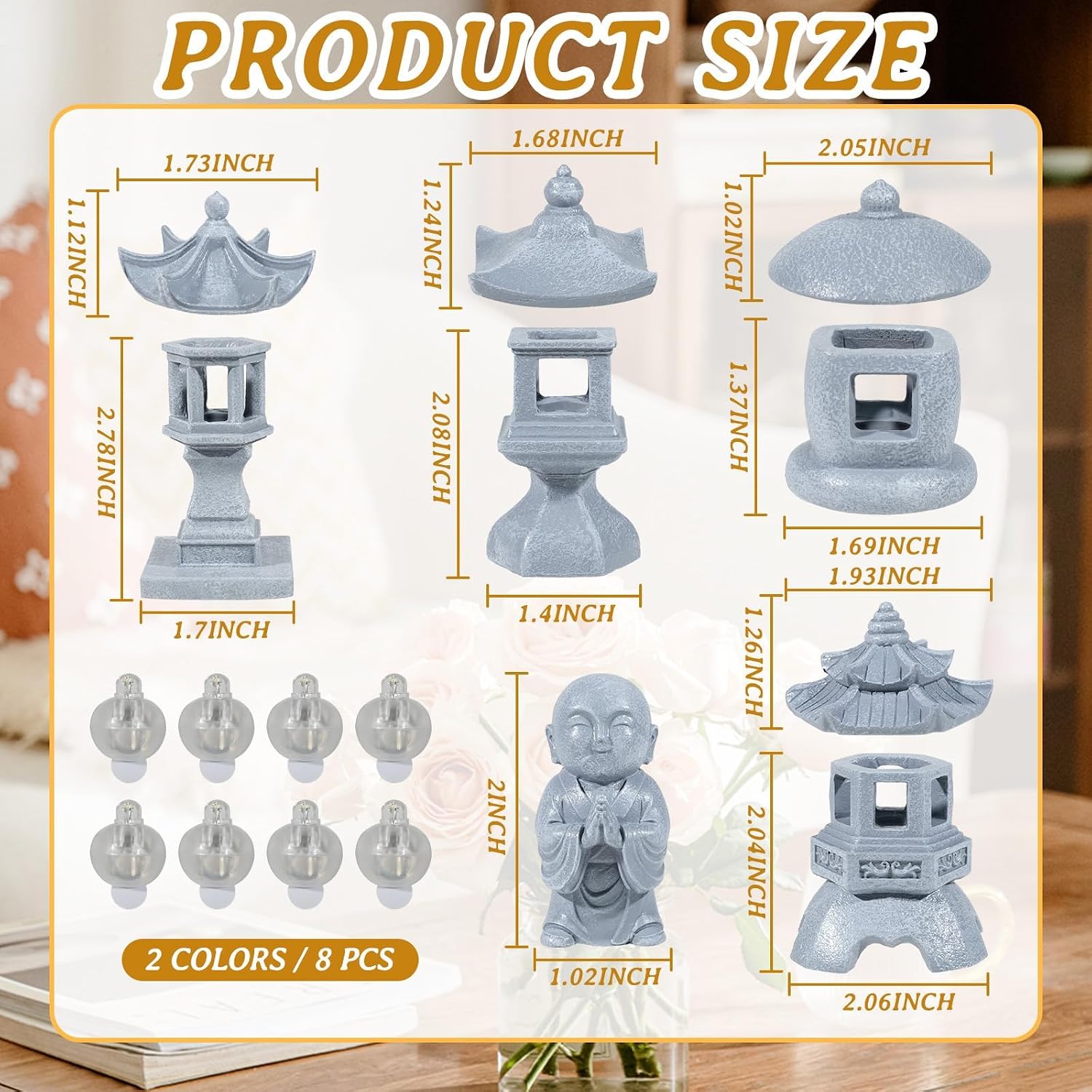 Exasinine Mini Japanese Statues, Japanese Pagoda Figurines for Zen Garden