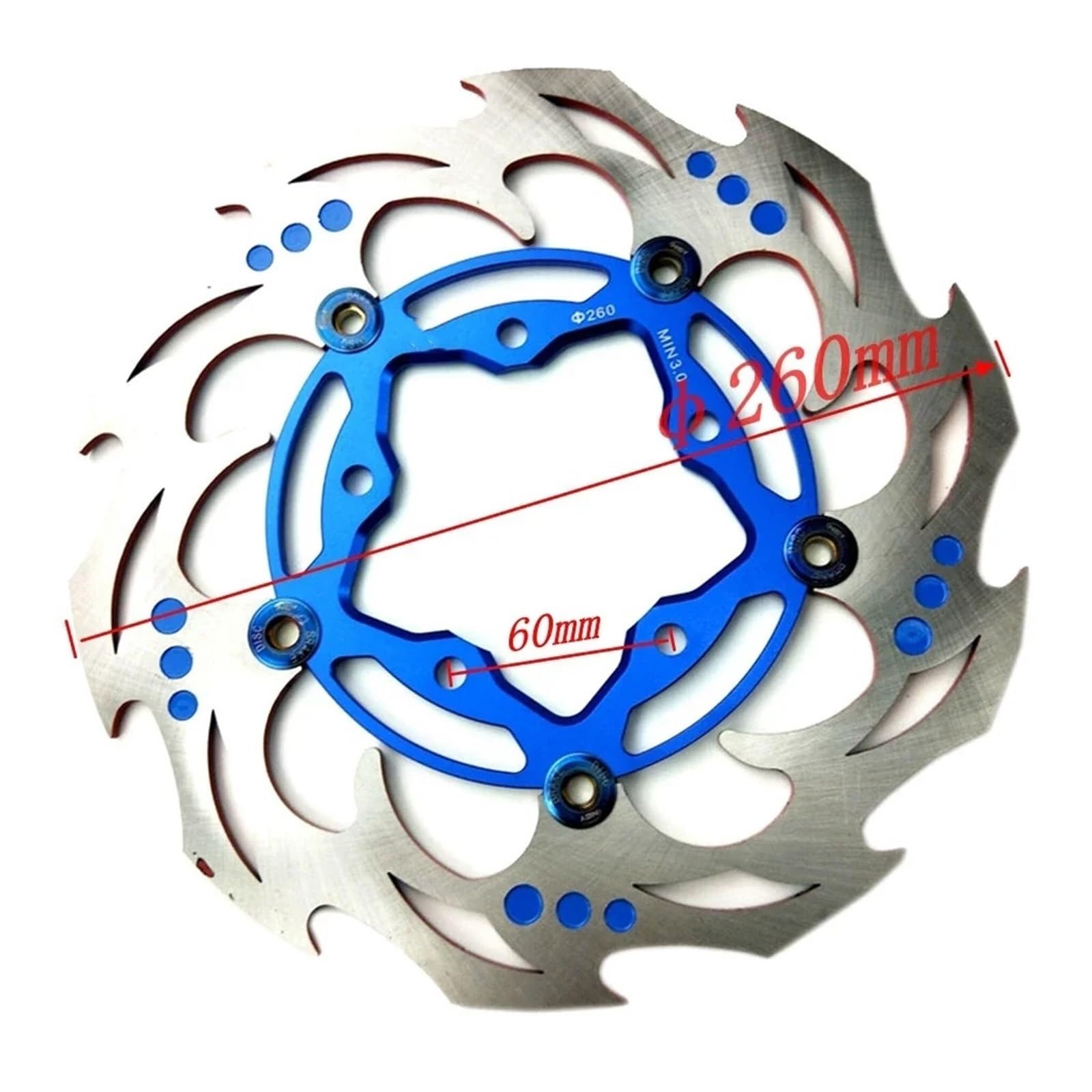 Disco freno flottante Freno A Disco Flottante Universale Per Moto 260 * 60mm A 5 Fori Per Aerox Per Nitro BWS Zuma RSZ FORCE Per M3(Titanium)