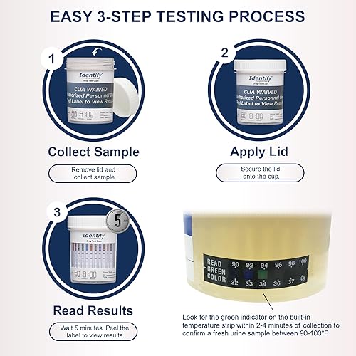 Vista 3 de Identify Diagnostics Drug Test Cups 5 Pack 12 Panel CLIA Waived Instant Urine Marijuana Drug Test Kit for