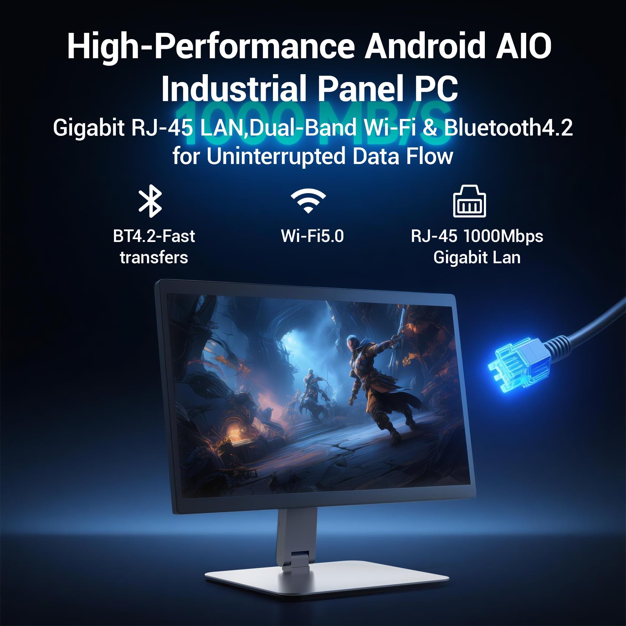 Industrie Panel PC-HEIGAOLAPC Industrie Touch Panel 15.6 Zoll mit Schwenkhalterung, PC-panel All in One Android 12 RK3399 4GB RAM 64GB ROM, 1920*1080 IPS, 1xUSB3,0, 1xUSB2,0, Type-C, HDMI2,0, LAN RJ45