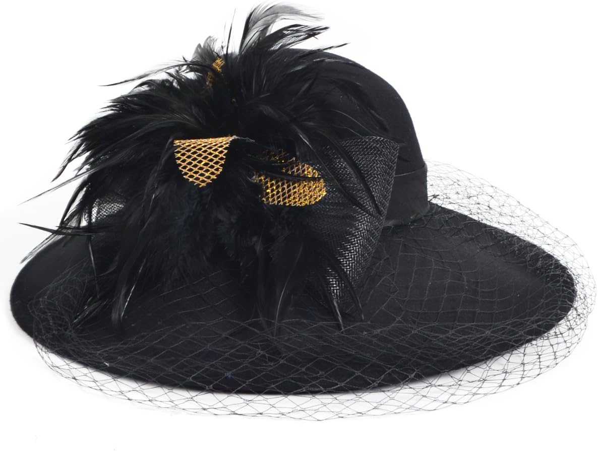 VECRY Women's Fascinator Wool Felt Hat Cocktail Party Wedding Fedora Hats