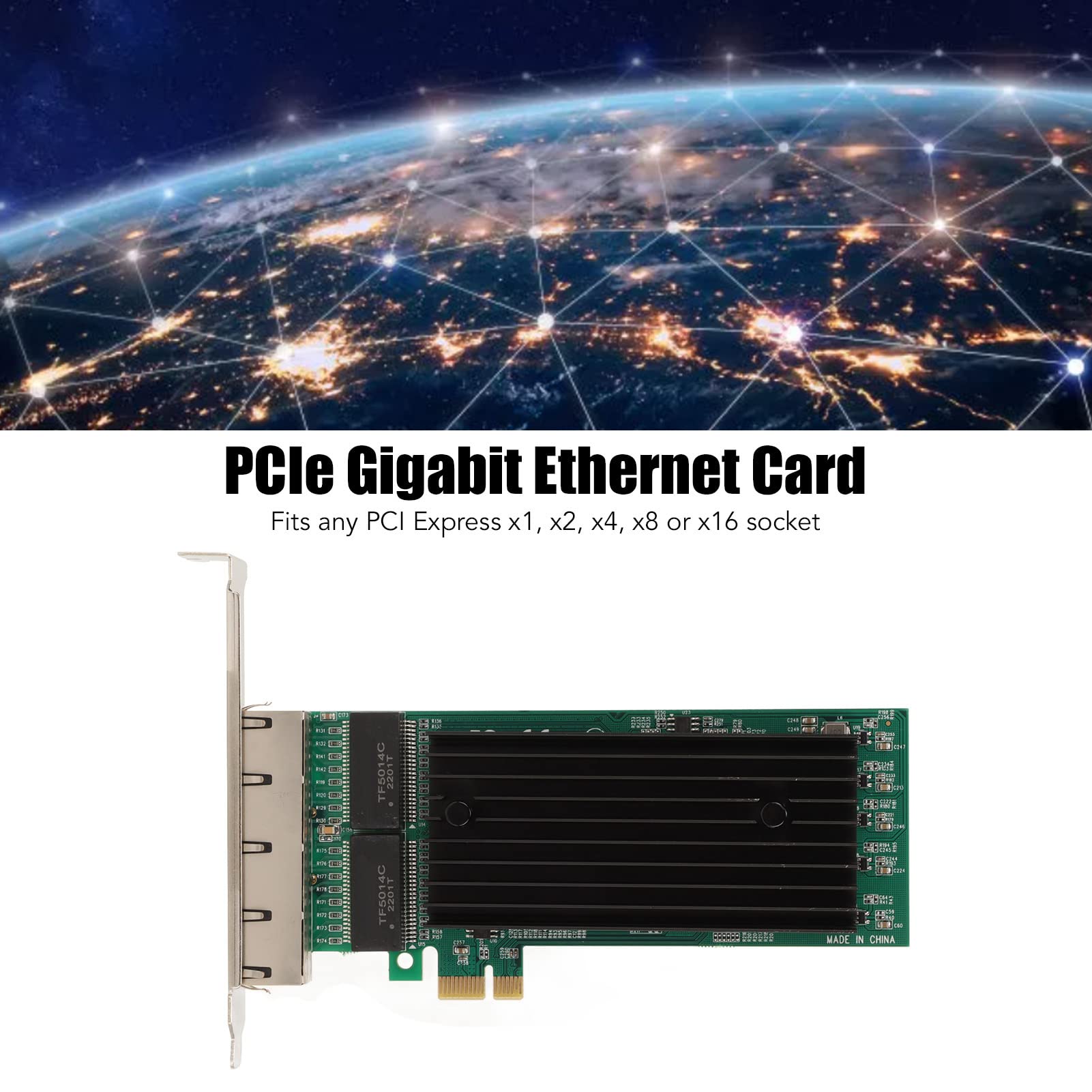 Karta Sieciowa PCIe Czteroportowa Karta Gigabit Ethernet do Szybkich Sieci w Serwerach i Komputerach PC - Kompaktowa Konstrukcja