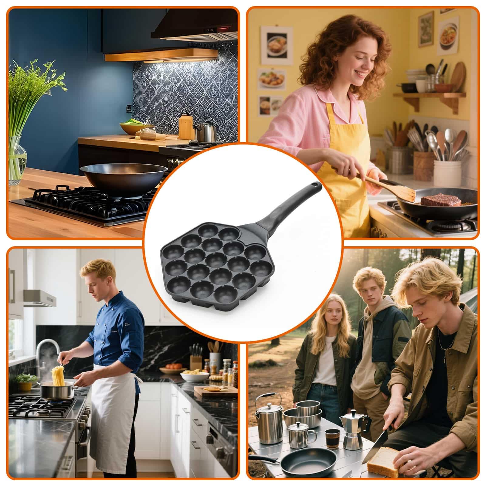 Máquina Para Takoyaki | Plancha Para Takoyaki - Utensilio de Cocina Multi-cavidad para Hacer Especialidades Japonesas, para Entusiastas de la Cocina Asiática, Principiantes, Amas de