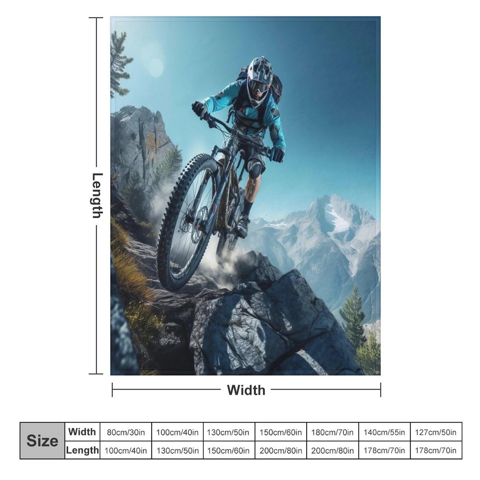 Couverture Moelleuse avec Motif De Vélo de Montagne - - Couverture Polaire Douce Flannel - Couverture De Canapé Chaude - Convient À Toutes Les Saisons （150×200cm）