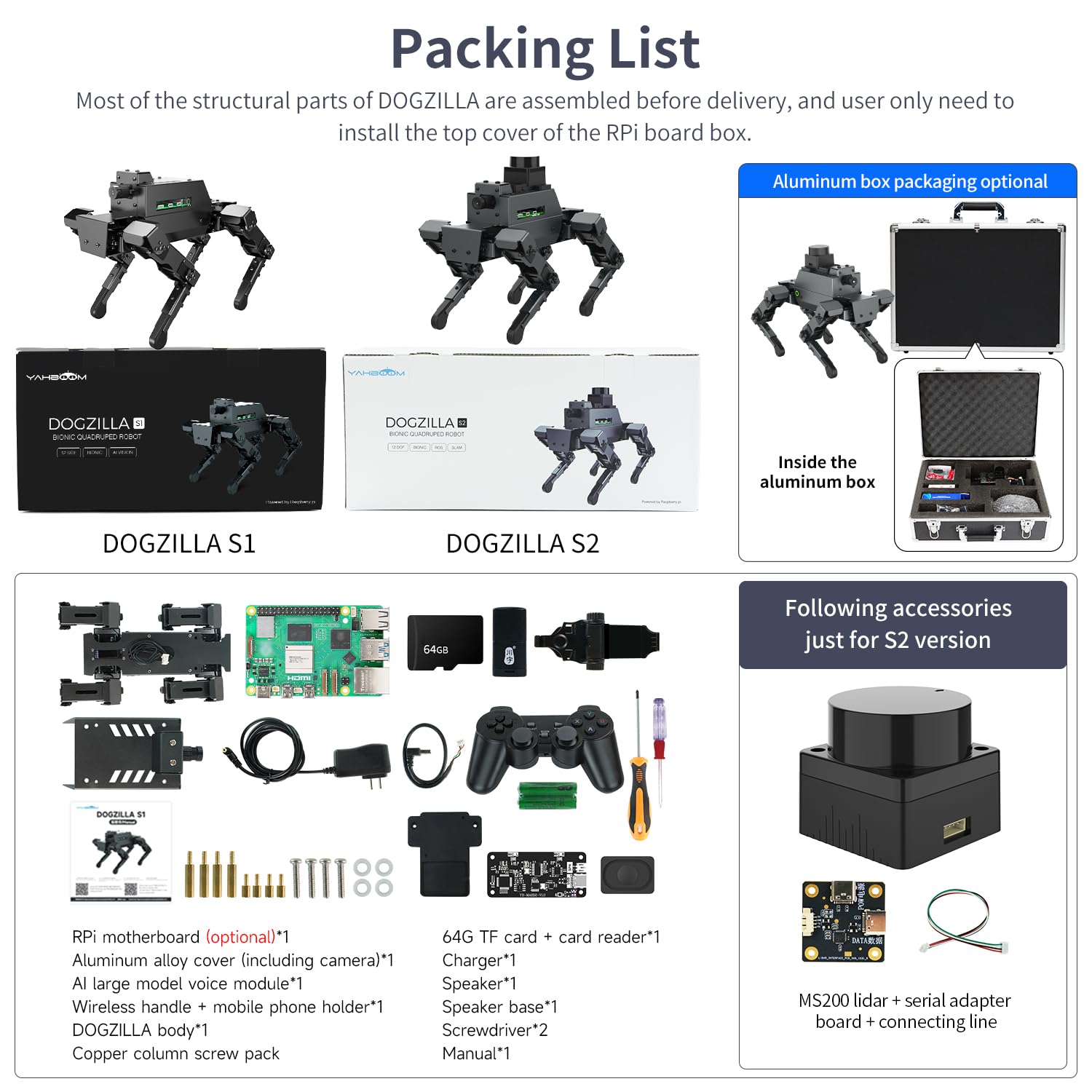 Yahboom ROS2 Robot Dog with RPi 5 AI Model Voice Embodied Intelligence OpenCV Programmable Bionic Quadruped AI Robotic Dog,for Educational Python Programming,Electronic Engineers(Without pi)