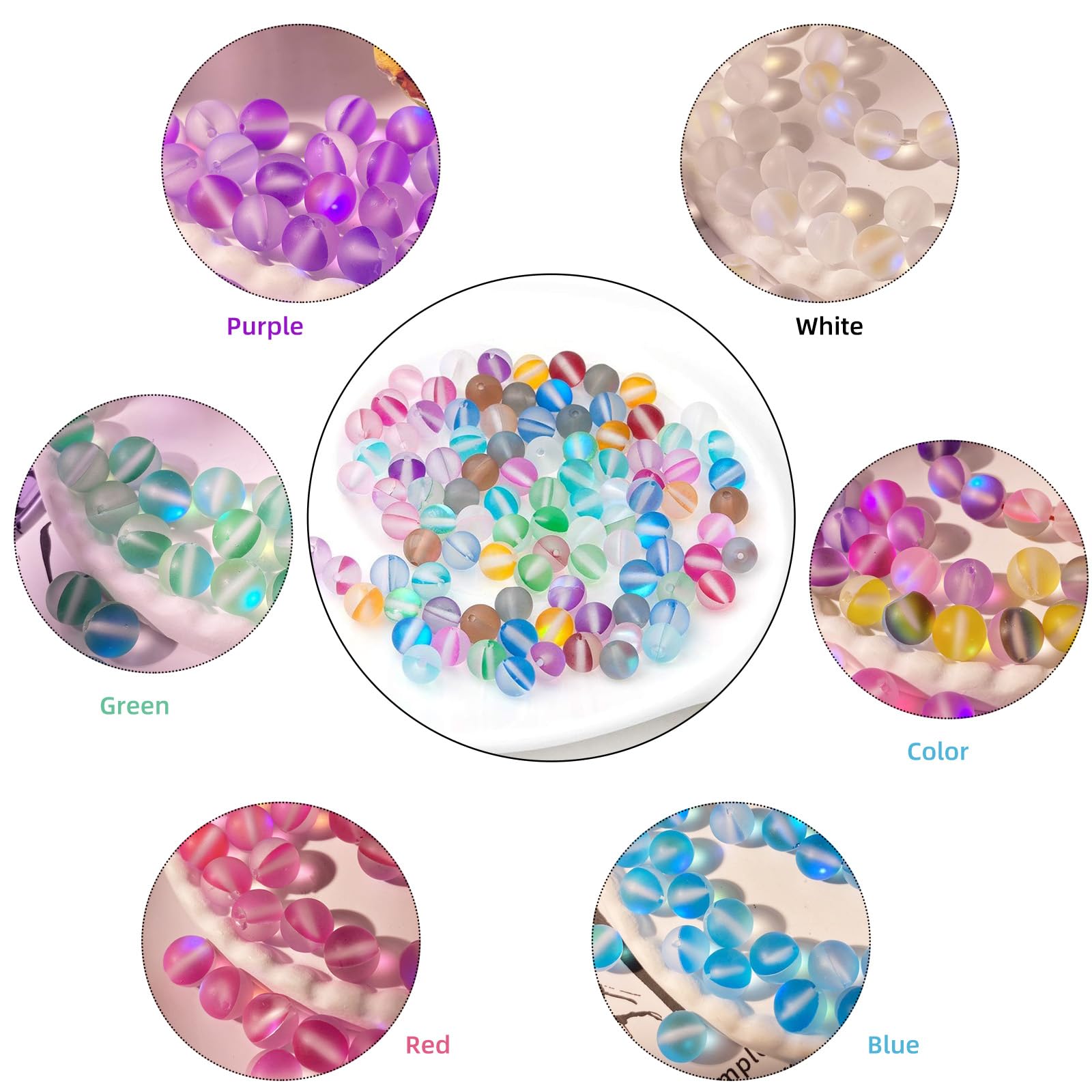 EULAPGOE 110 Pcs Crystal Glass Beads, Glass Beads for Threading Jewellery Beads, 8 mm Round Jewellery Beads - Image 3