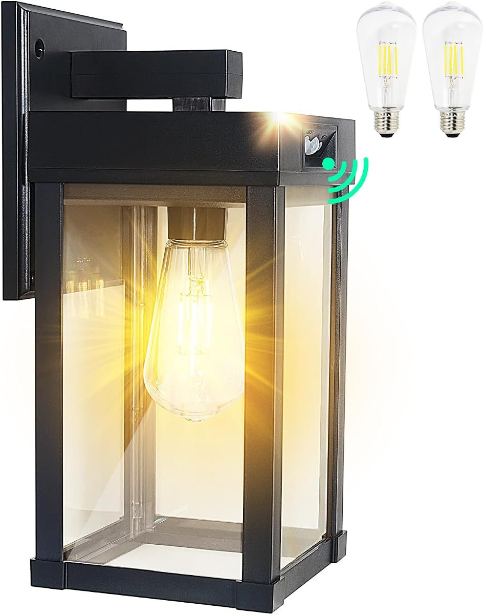 Solar Wall Lights Outdoor Waterproof with 3 Lighting Modes & Motion Sensor | Dusk to Dawn Exterior Porch Light fixtures, Solar Wall Lantern Fixture for Garage Patio Yard Garden