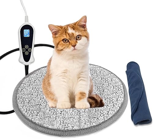 Bestio Almohadilla térmica para gatos, almohadilla térmica para perros de 15 pulgadas, almohadilla térmica eléctrica para cachorros con termostato