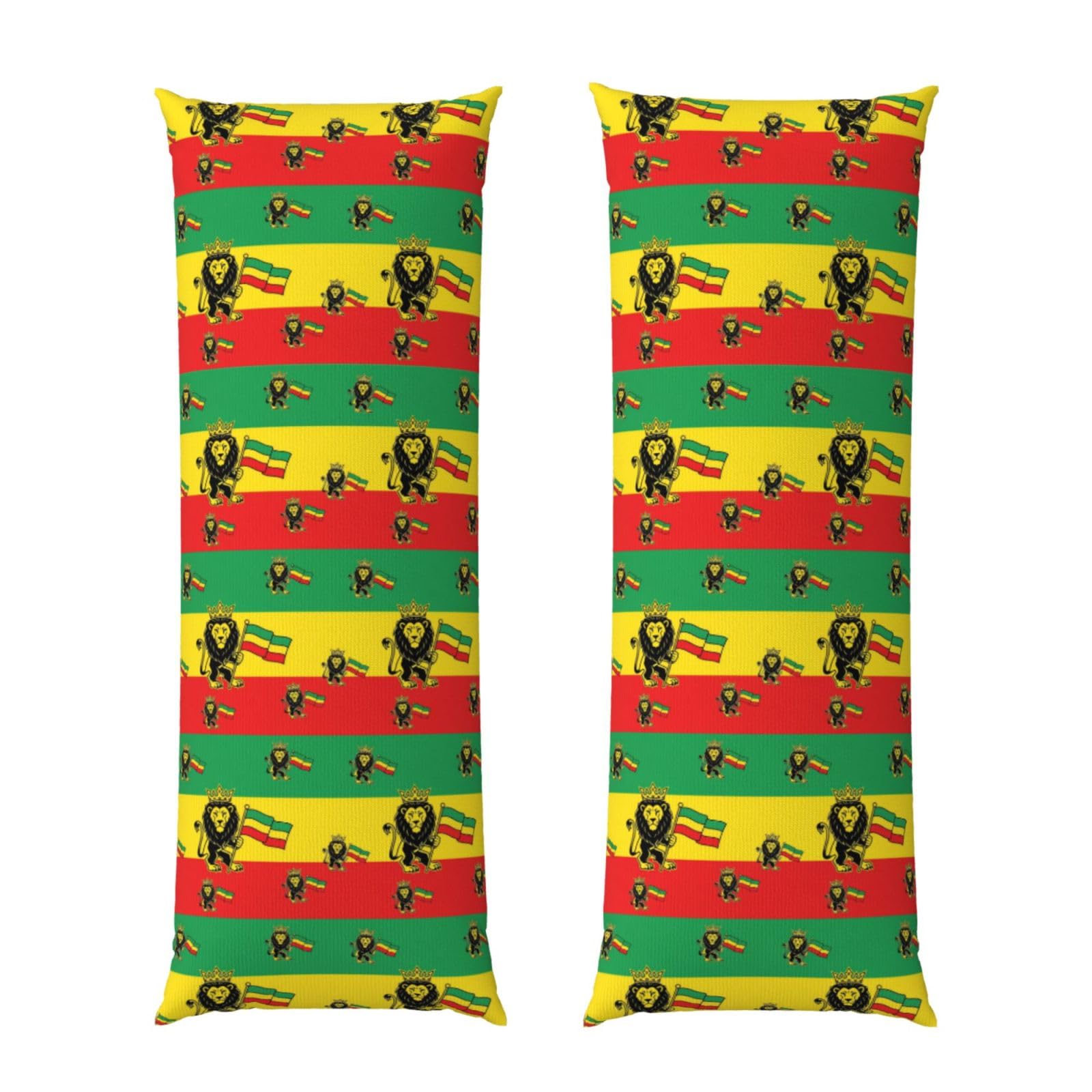 Body Pillowcase 20x60 Rasta Lion Judah Rastafari Flag Reggae Music, Cozy Plush Velvet Pillow Cover with Hidden Zipper, Soft Cushion Case for Bedroom Sofa Home Decor