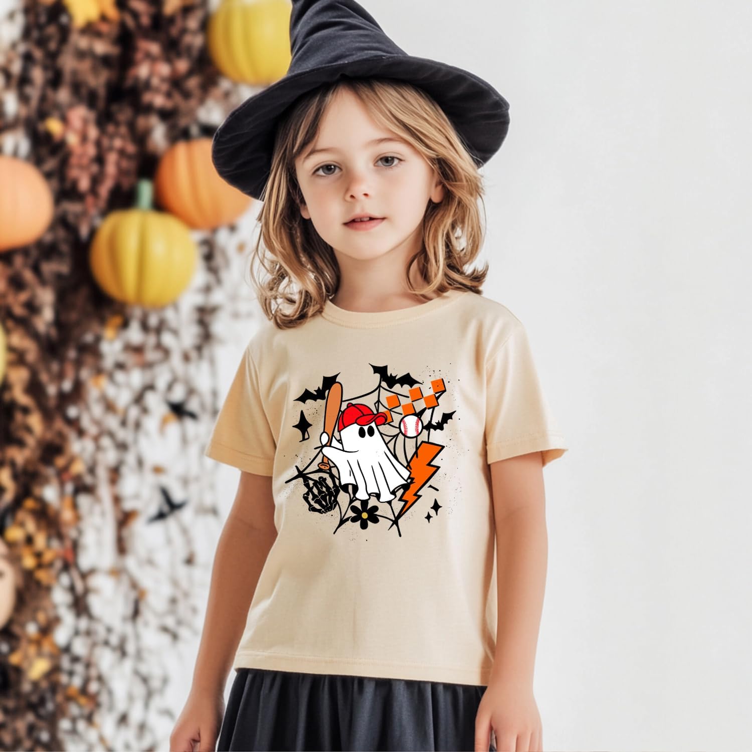 Halloween Shirts for Kids Toddler Pumpkin Face Ghost Skeleton Cotton Tshirt Clothes 2-7 Years - Image 3