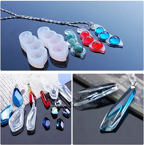 Miniatura 2 de Woohome Juego de 43 moldes de silicona transparentes para joyería, juego de moldes de fundición de ondas de agua, incluye 22 moldes de fundición de