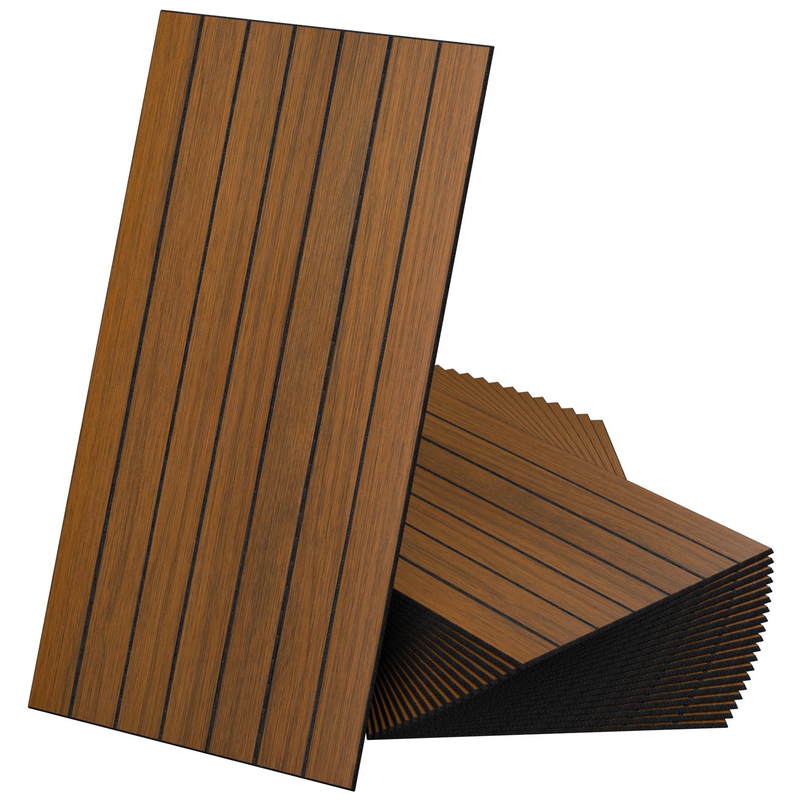 CUCOS Peel and Stick Wood Slat Wall Panels 12"x24" PVC 3D Acoustic Wall Panels, Self Adhesive Decorative Wall Panels for Accent Wall Living Room Bedroom Office, 20 Pack-Not Real Wood