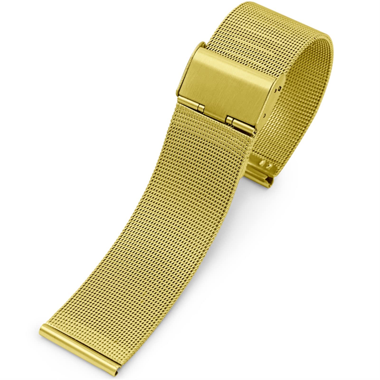 Bracelet de montre acier inoxydable flexible maille fine respirante 10mm dorée