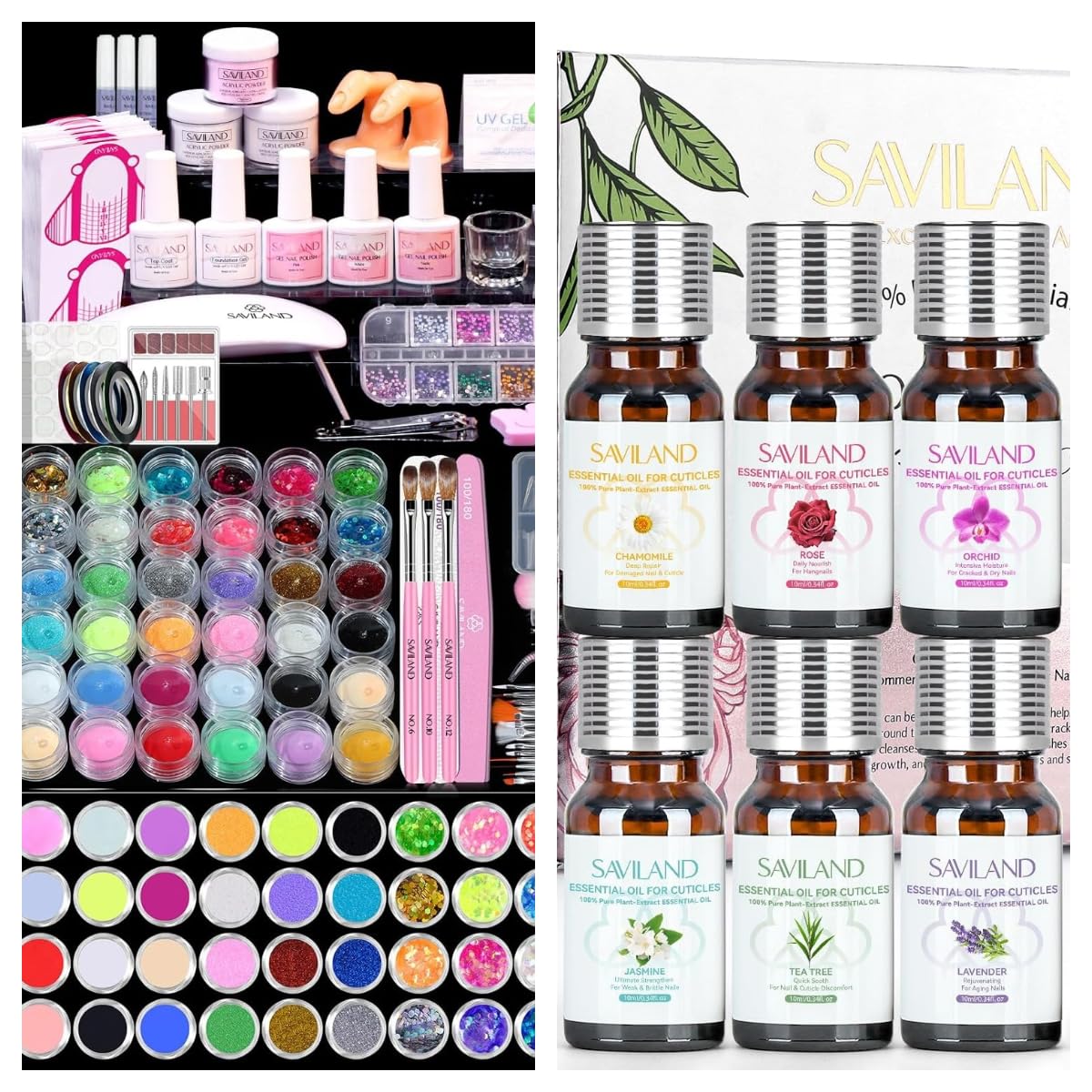 SAVILAND Acrylic Nail Kit and Cuticle Oil with Essential Oil