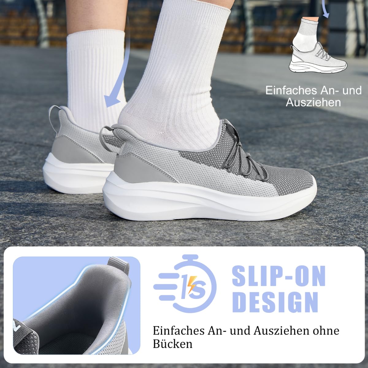 ZYEN Slip on Sneakersy damskie, antypoślizgowe buty sportowe, lekkie, oddychające, buty rekreacyjne, buty do chodzenia, wygodne, nadają się do joggingu, chodzenia, fitnessu, tenisa na świeżym