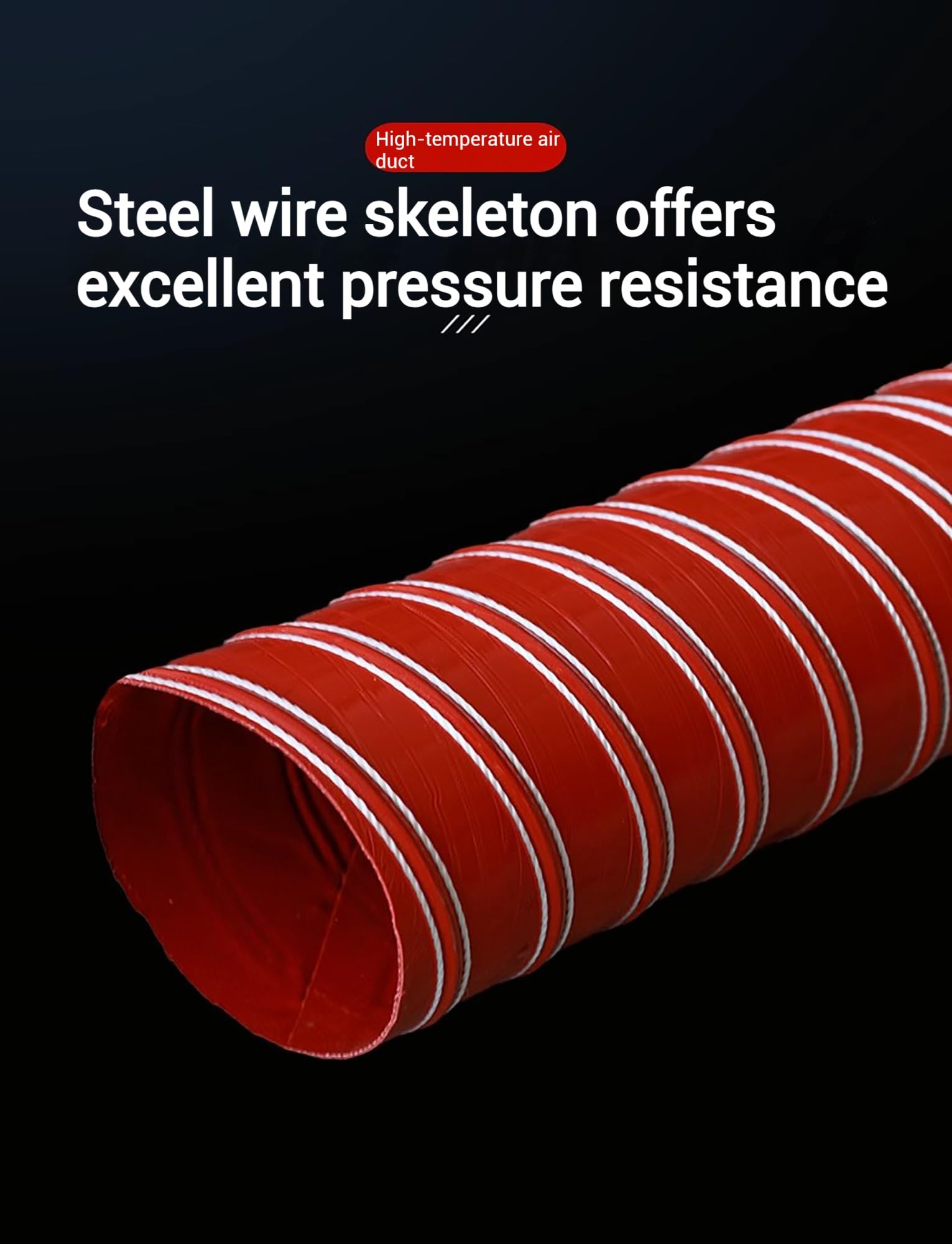 Manguera flexible roja para conductos, manguera de silicona para conductos de ventilación de ventiladores de extracción, conducto de ventilación industrial para humos, manguera para conductos de aire
