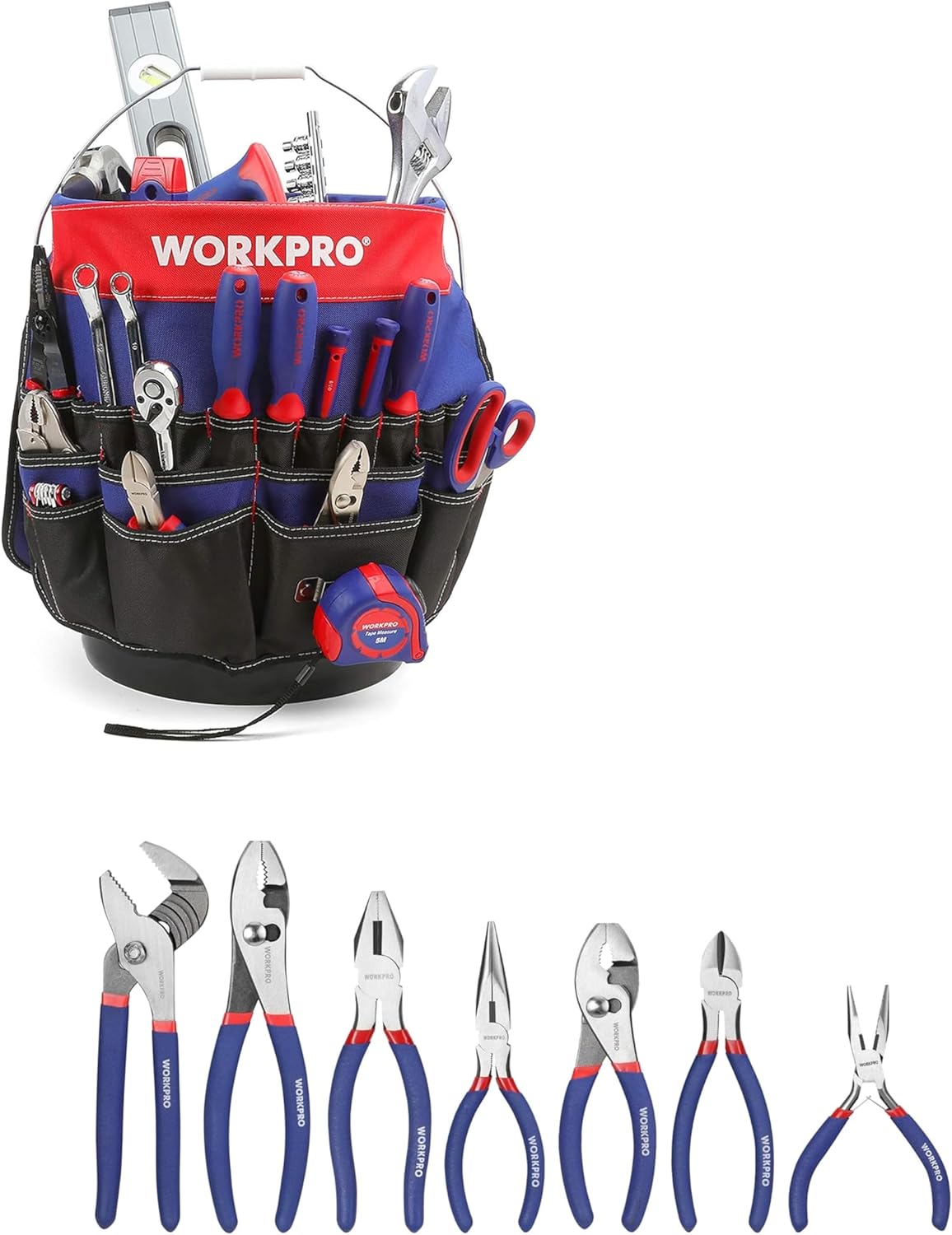7-piece WORKPRO Pliers Set & WORKPRO Bucket Tool Organizer