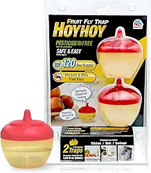 HOY HOY Armadilha para moscas de frutas – 2 armadilhas (1 pacote) – atrai e mata moscas da fruta, suprimento de 120 dias, isca poderosa de ação rápida, funciona muito bem na cozinha, pia e garagem