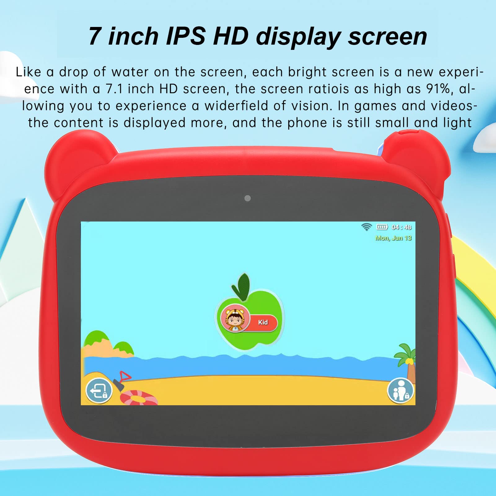 32 GB Tablet dla Dzieci, 7-calowy Tablet LED Bear dla Dzieci, 5G WiFi Android 10 Tabletów z Baterią 5000 MAh, 2 GB + 32 GB, Procesor Octa Core, Podwójne Aparaty 2M 5M,