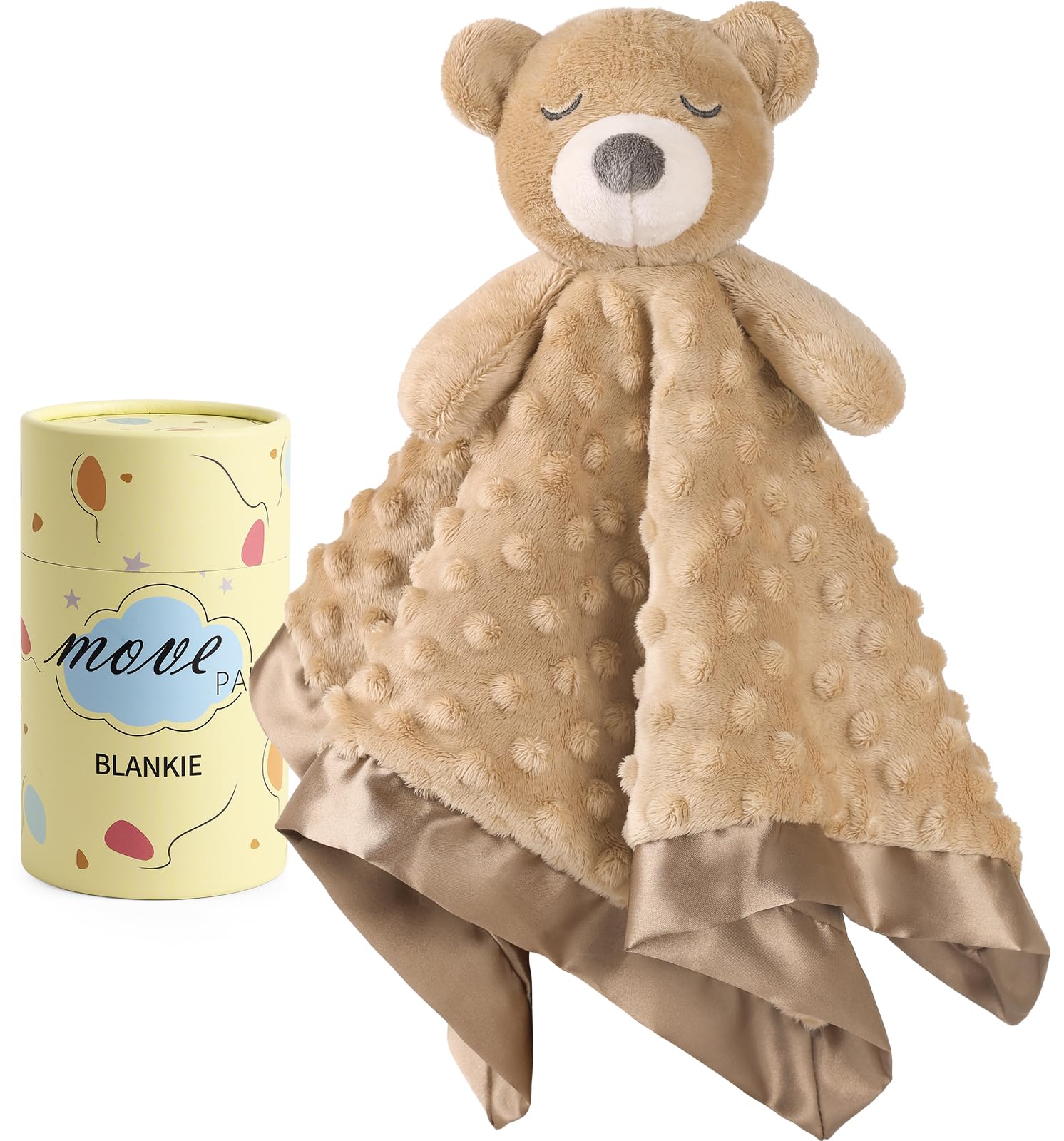 Baby Lovey Security Blanket, Soft Teddy Bear Stuffed Animal Snuggle Toy, Baby Registry Search Receiving Blankets for Newborn Infant Essentials Gifts for Boys Girls, Brown 16 Inch