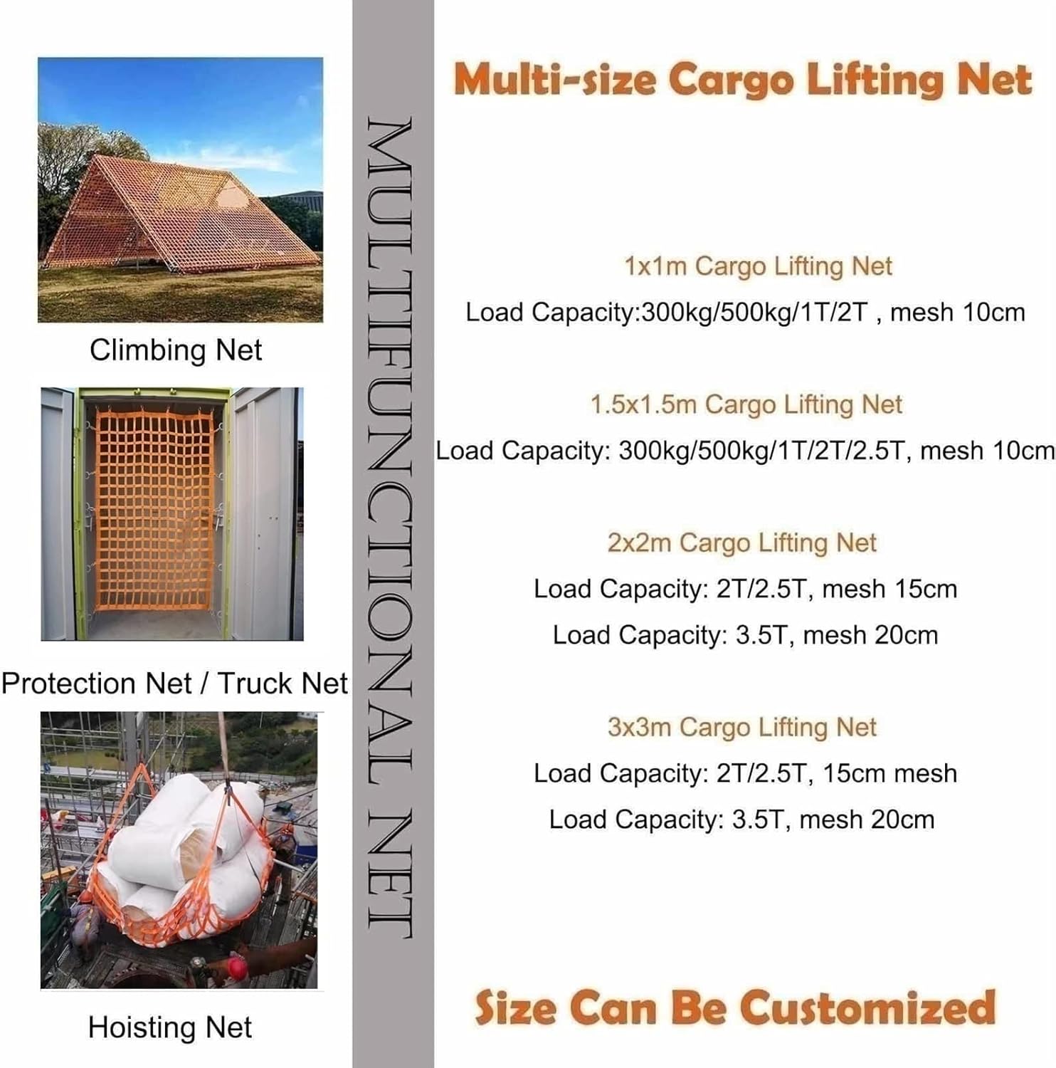 フラットナイロンスリングネット - 中断された持ち上がる貨物網、 ロープの持ち上がる網, 船舶の荷役ターミナル巻き上げネット、 工事