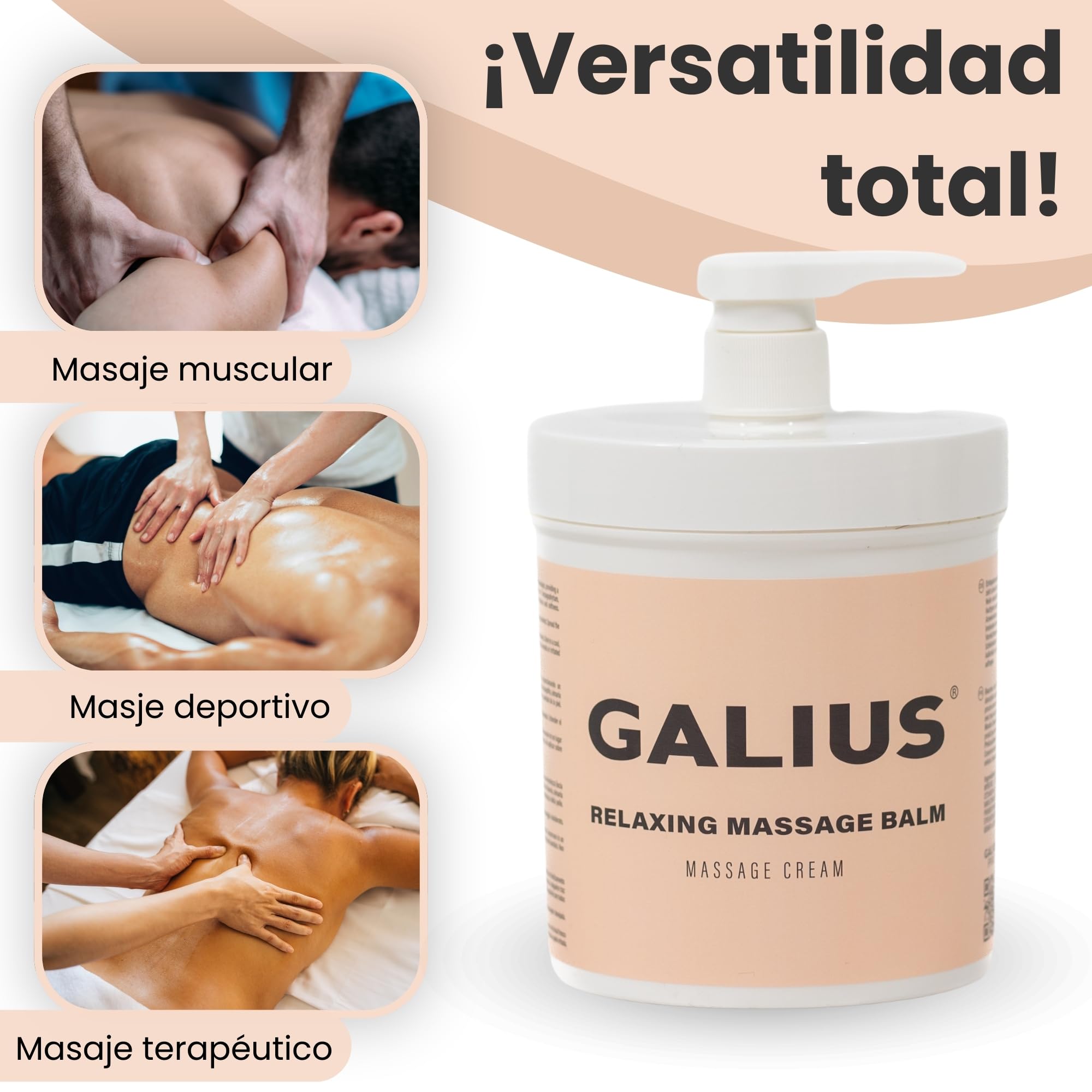 GALIUS - Bálsamo Relajante para Masaje con Ingredientes Naturales - Hidratación Profunda para Fisioterapia y Masajes Relajantes - Ideal para Todo Tipo de Masajes - 1kg