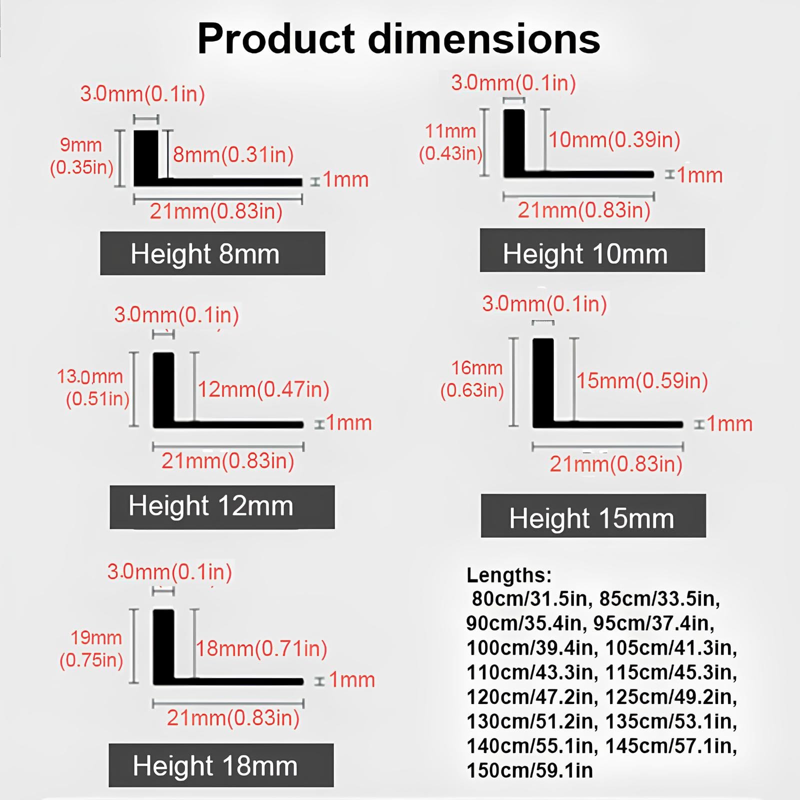 Profilo Angolare Per Piastrelle, 80-150cm Profilo Terminale In Alluminio | 80-150cm Profilo L Striscia Di Transizione Del Bordo Del Pavimento(Rose gold,10mmx135cm)