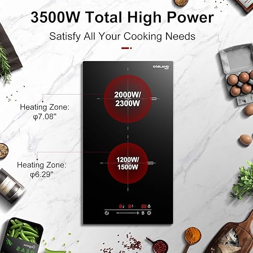 Miniatura 2 de GASLAND Chef - Placa de inducción de 12 pulgadas, estufa eléctrica integrada IH30BF con 2 quemadores, 9 niveles de potencia, control táctil