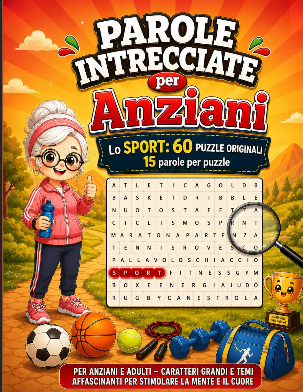 Parole Intrecciate per Anziani – Lo Sport: Giochi di Parole per Adulti e Anziani con Soluzioni | Scopri il mondo dello sport attraverso 60 schemi ... e molto altro. (Le Grandi Sfide Cerca Parole)