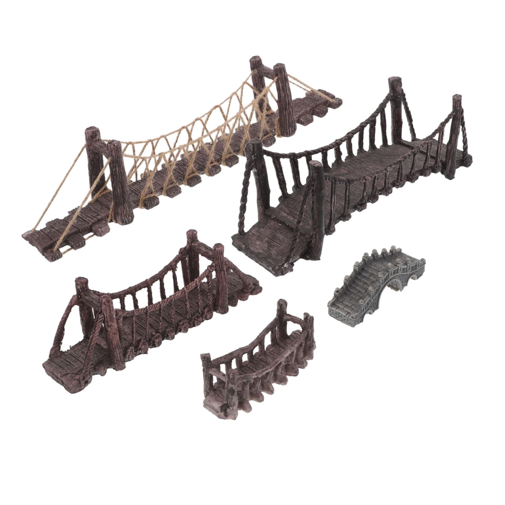 Toyvian 5pièces Décoration Aquarium Japonais Ornements pour Aquarium Ornement De Pont Suspendu Petit Pont Décoration De Jardin Féerique Miniature De Jardin Miniatures