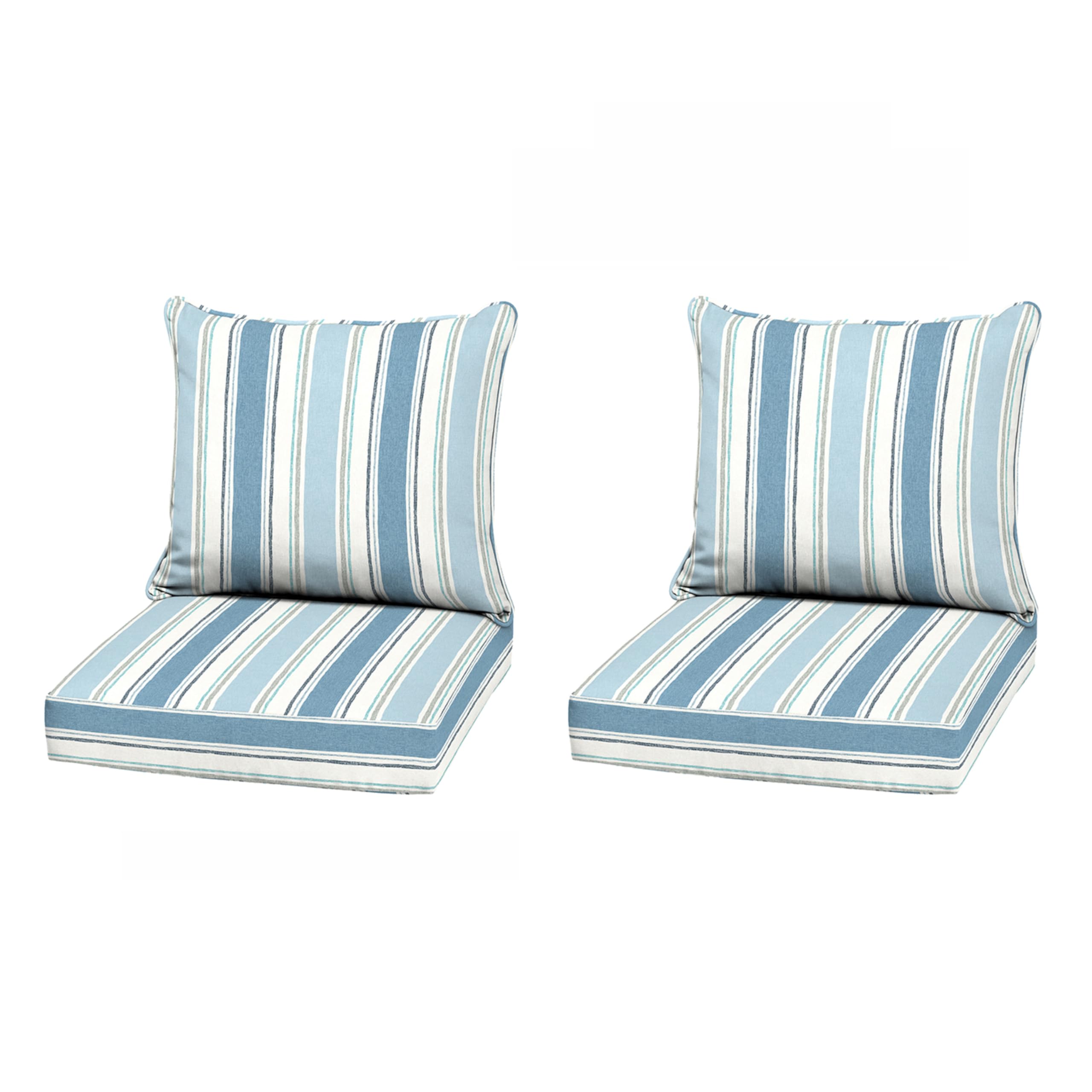 Arden Outdoor Deep Seat Cushion Set, 2-Pack, 22x24, French Blue Stripe