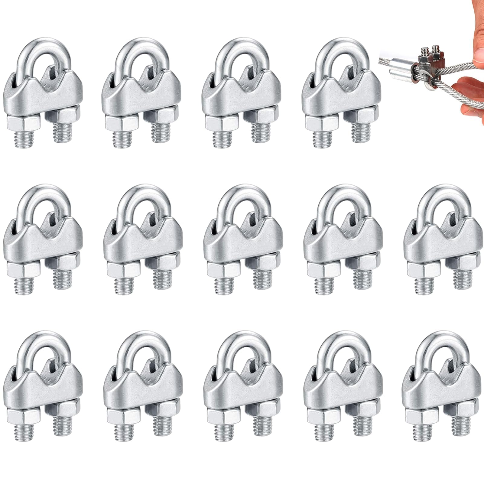 Morsetti Per Cavo Acciaio 14 Pezzi M4 - Acciaio Inox Per Cavi Ø4mm, Per Stendibiancheria E Fissaggi - Foto 10