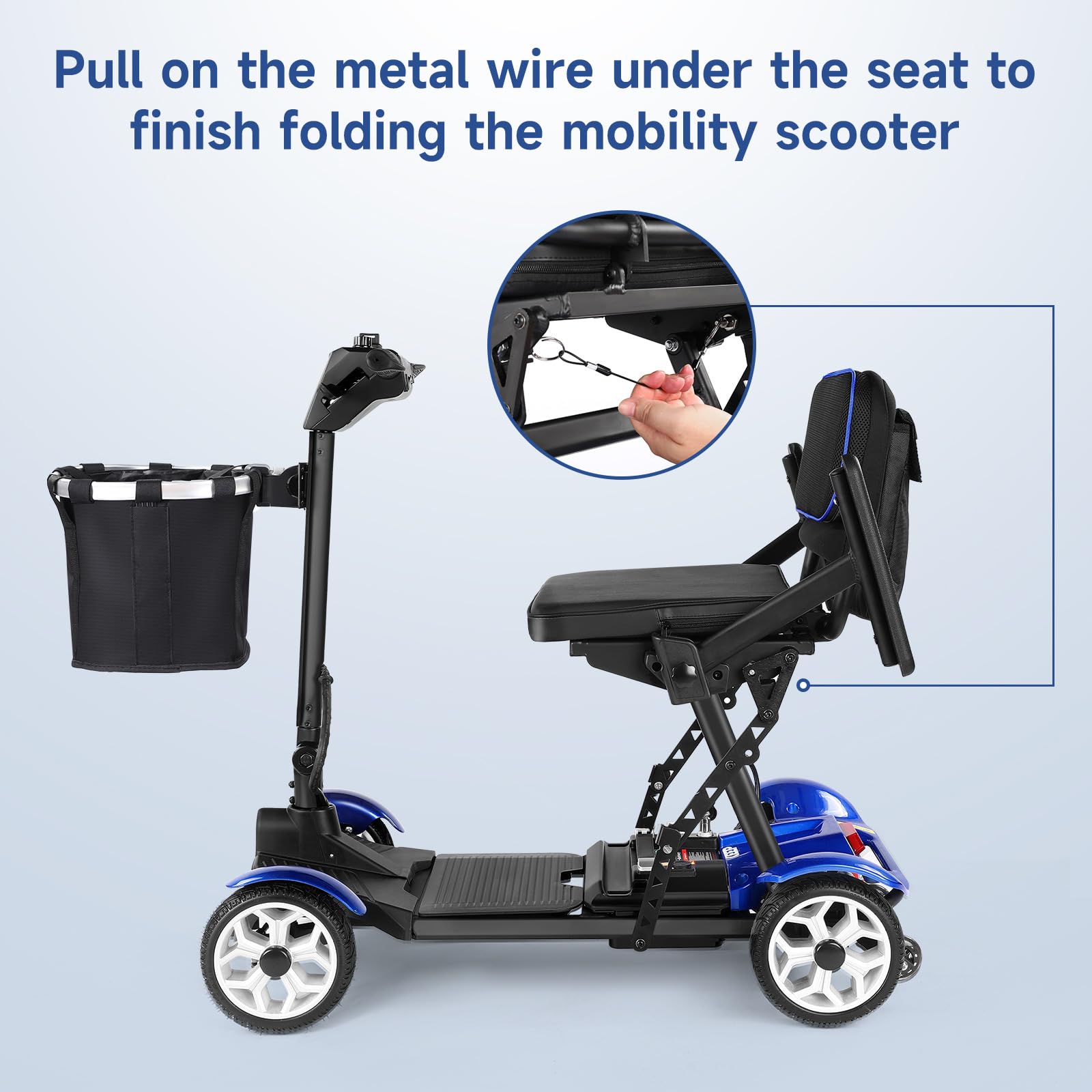 Sillas De Ruedas Eléctricas Para Adultos,Scooters De Movilidad,Scooter De Movilidad De 4 Ruedas,Silla De Ruedas Eléctrica Plegable,Peso Ligero,Capacidad De Carga Segura 150 Kg Red~10ah