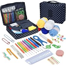 BJSSBJH Crochet Tools and Supplies Set, 57-Piece Crochet Hook Kit with Yarn and Accessories, Portable Craft Tool Kit for Adult Beginners and Experienced CraftersB Style