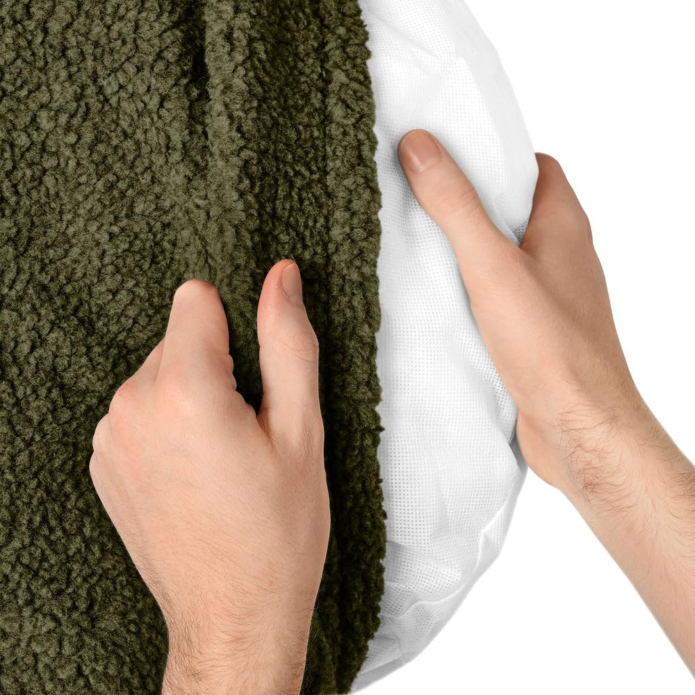 HUNTER Hundekissen KUMARA, Farbe: Khaki, kuschelig weicher Teddyplüsch, Rutschhemmende Unterseite, trendig, großzügige Füllung, Bezug maschinenwaschbar, Größe 90 cm