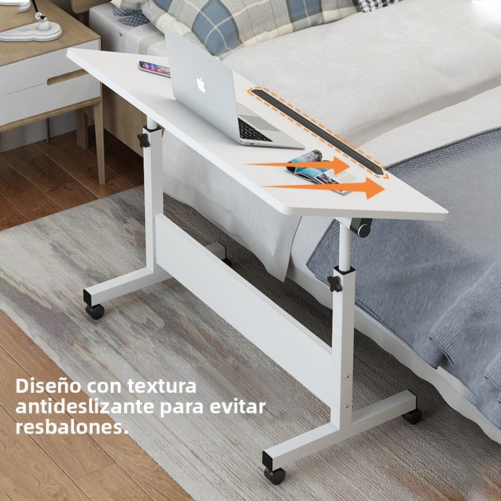 Escritorio Regulable en Altura con Ruedas, Mesas portátiles para Laptop, Escritorio rodante de pie, Pequeño Escritorio para PC para Oficina en casa, 80 x 40 cm