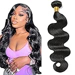 12A Human Hair Bundles Body Wave One Bundle 100% Unprocessed Brazilian Virgin Hair Bundles Double Weft Weave Body Wave Human Hair Natural Black Color (one bundle, 24)