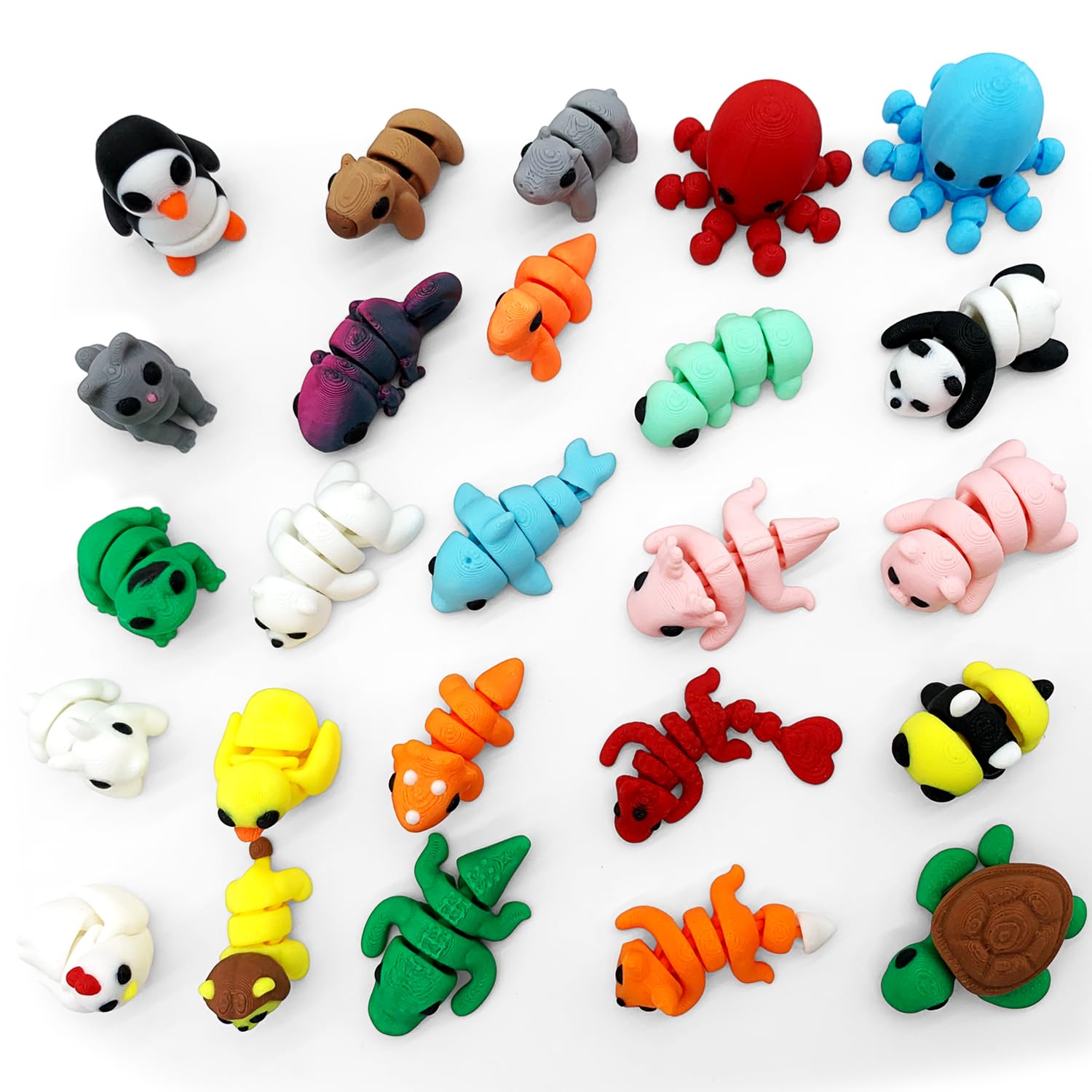 25PCS Mini Animal Figurines Set, 3D Printed Articulated Flexible Fidget Toys for Adults, Stress Relief Sensory Toys, Cute Desk Decor for Home Office, Party Favors, Gift Ideas (25 Animals) - Image 4