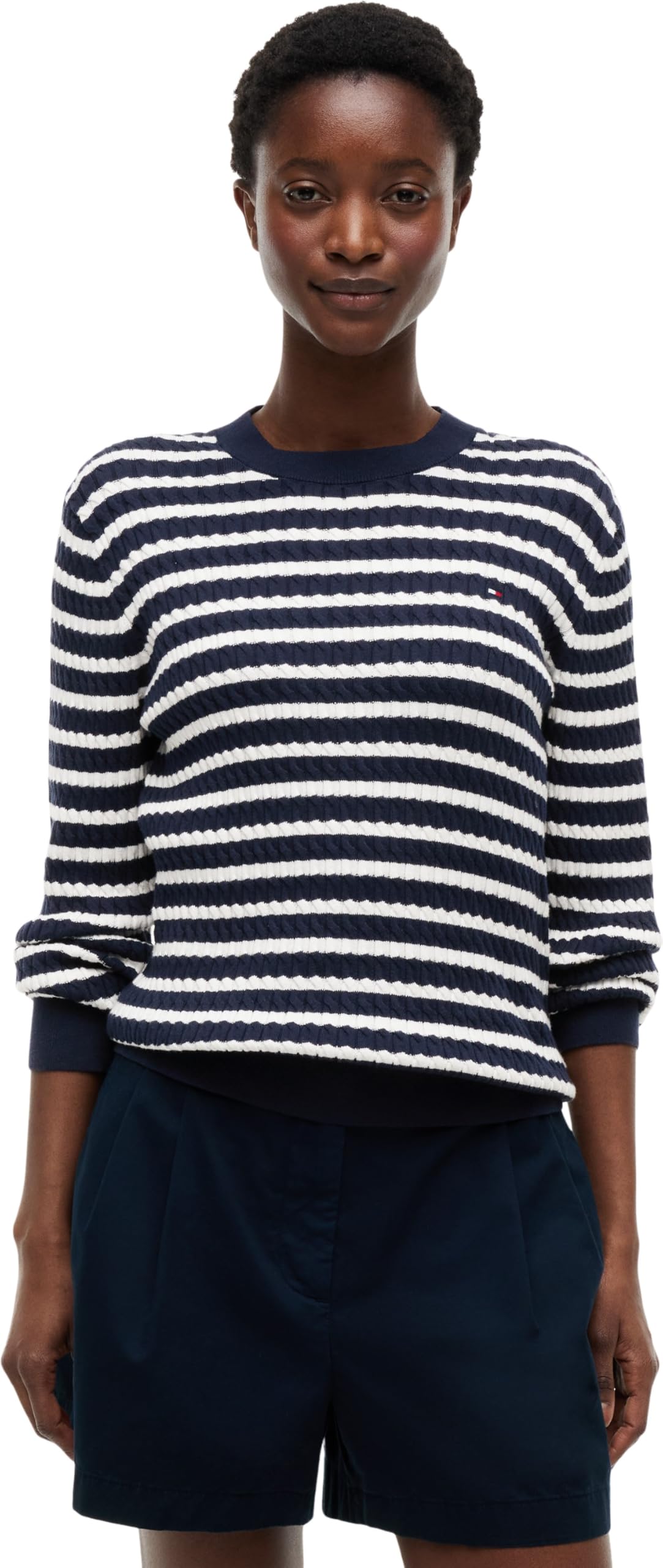 Tommy Hilfiger Women's Crew Neck Sweater - Wool - Navy - XL