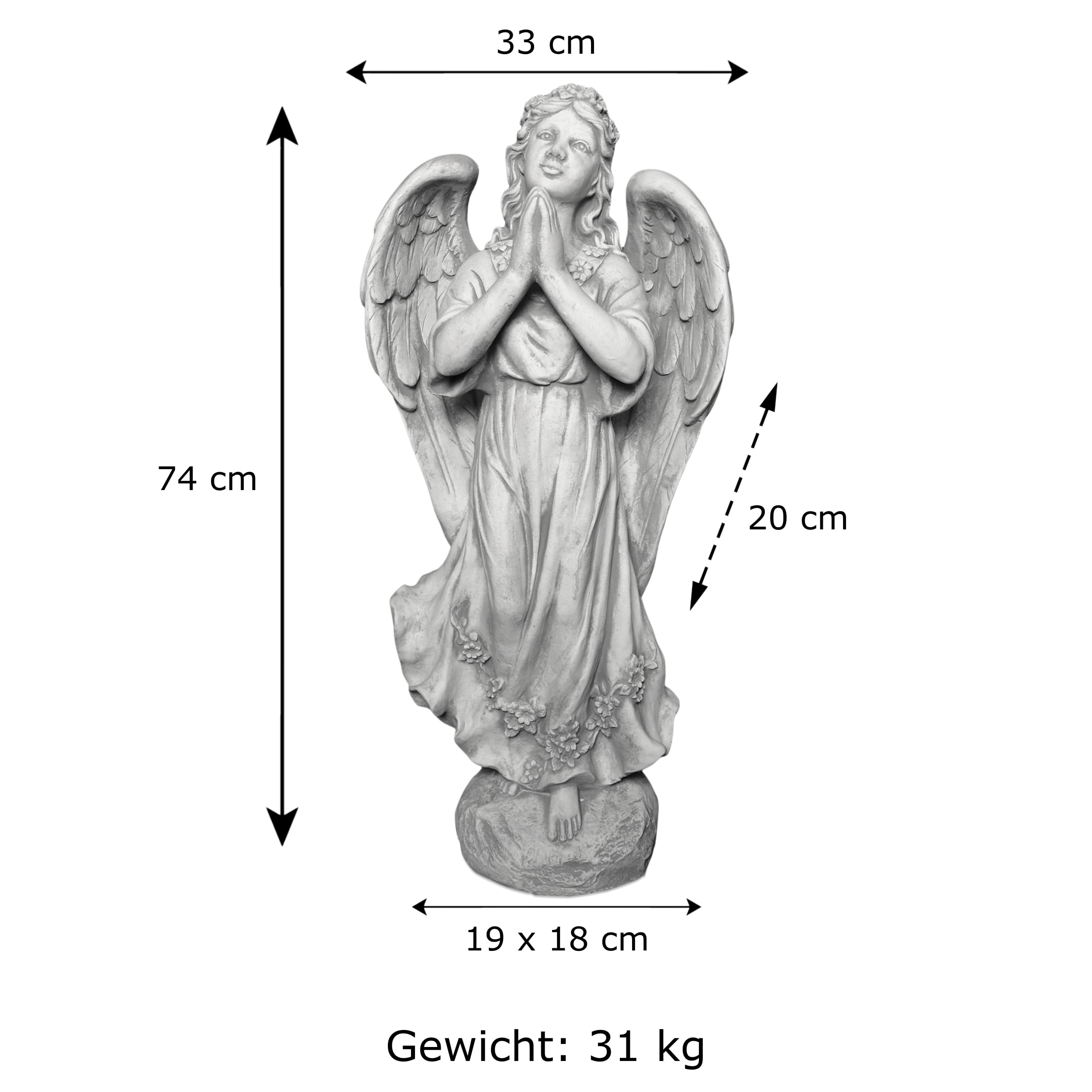 gartendekoparadies.de Grande Statue en Pierre Ange sur piédestal en Pierre reconstituée, résistant au Gel décoration de Tombe