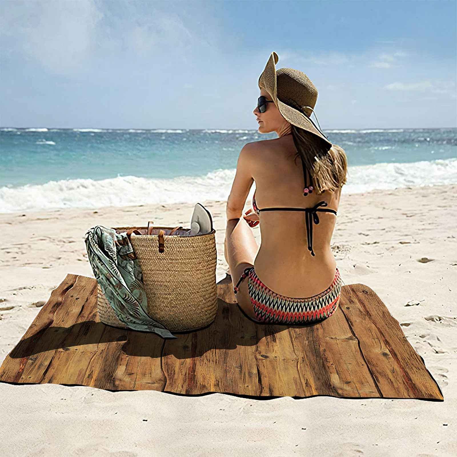 Telo Da Mare 3D Stampa Su Tavola Di Legno Stampato Asciugamano Da Spiaggia 150x200cm Asciugamano Microfibra Grande Antisabbia Leggero Telo Mare Per Sport Piscina Viaggi In Famiglia Vacanze