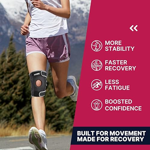 Miniatura 6 de Fit Geno KneeXpert - Rodillera con estabilizadores laterales y almohadilla de gel para rótula, soporte de compresión ajustable para alivio del