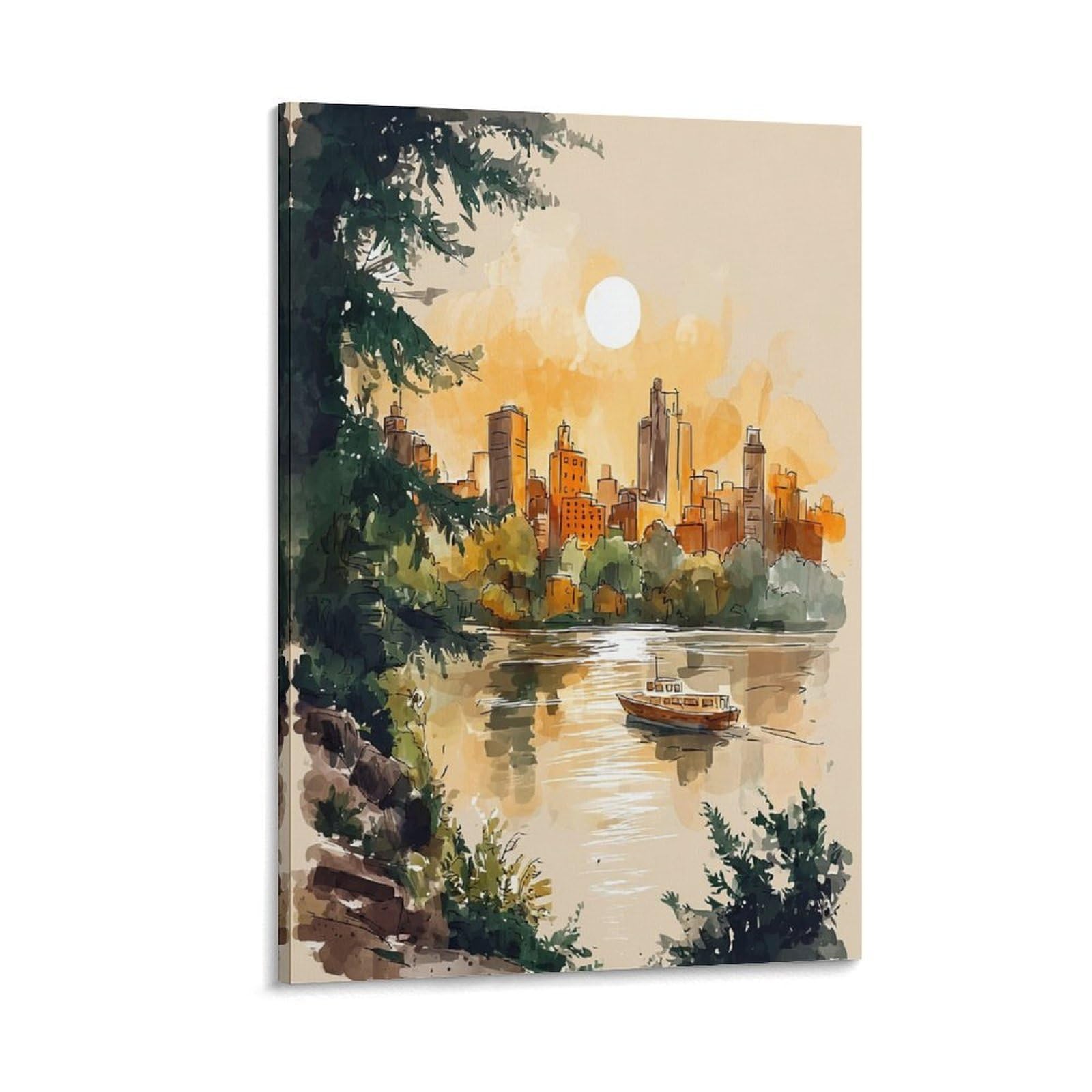 XWYMXZ Minnesota Watercolor Painting 20x30inch(50x75cm) Vintage Travel Poster Watercolor Canvas Art