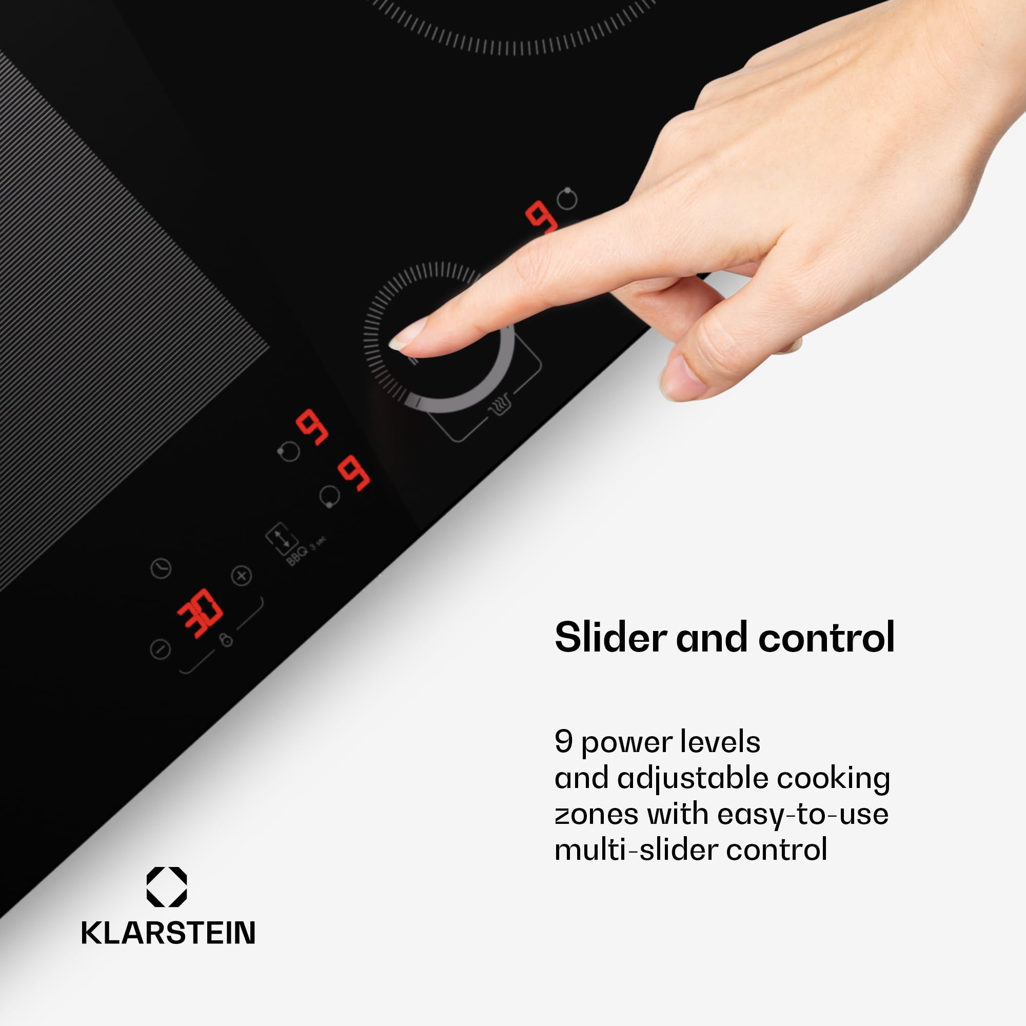 Klarstein induction hob, glass ceramic 7000W induction hob with 4 plates, built-in induction plate with touch display and timer with overheating protection — view 5