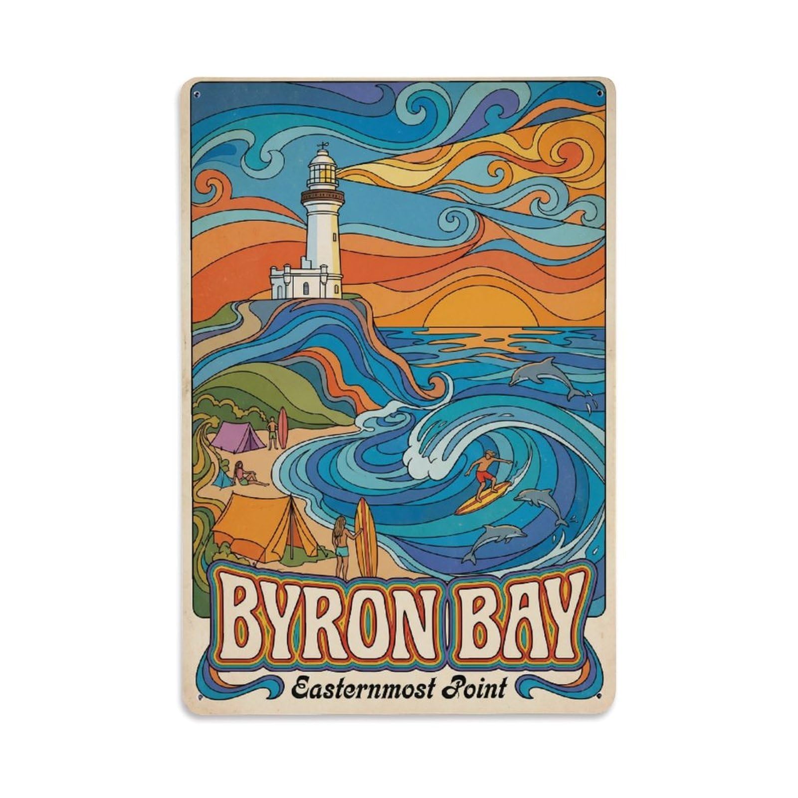 Metal Tin Sign Travel Retro Australia Byron Bay